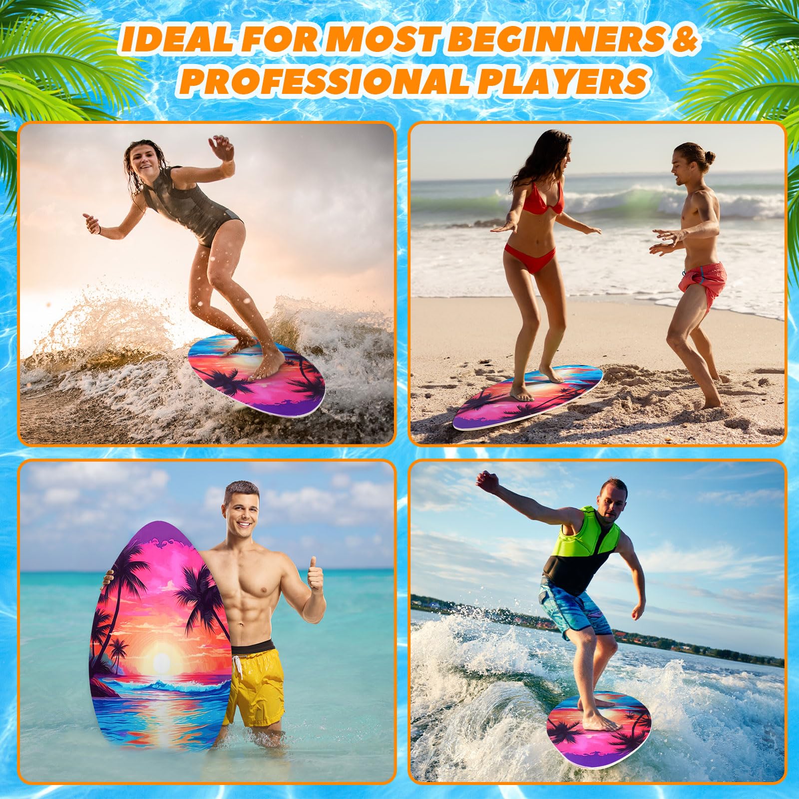 Soulchen Skimboard mit Hochglanz-Klarlack aus Holz, Skimboards für Anfänger, Kinder, Jugendliche, Erwachsene und alle Skimming-Skimboards