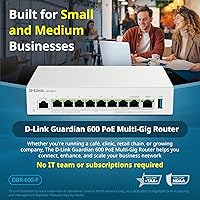 Vista 2 de D-Link Guardian 600 PoE Multi-Gig Business Router (DBR-600-P), conmutación por error Multi-WAN, firewall SPI, LAN PoE+ de 2.5GbE 8X, VPN