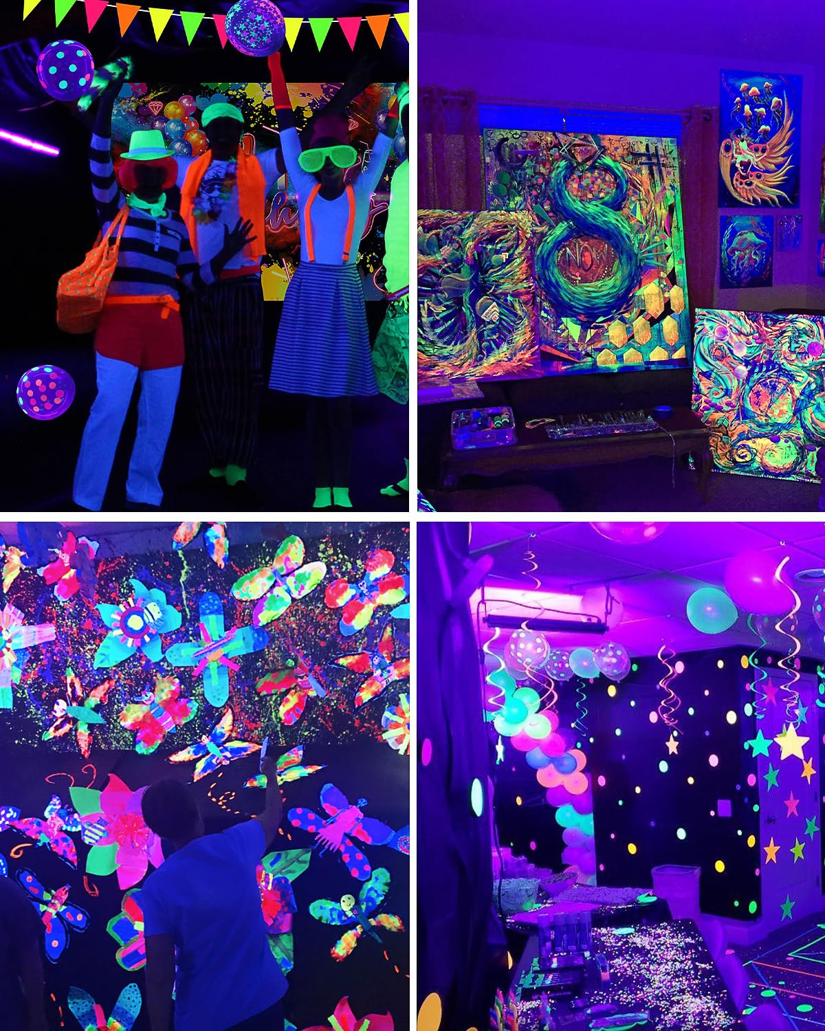 Onforu 27W LED Schwarzlicht, UV Bar Schwarzlichtlampe mit Stecker, IP66 Wasserdicht UV Strahler Außen, Fluoreszenz Schwarzlicht Strahler mit 60 LEDs, UV Licht Röhre mit Schalter für Party, Deko
