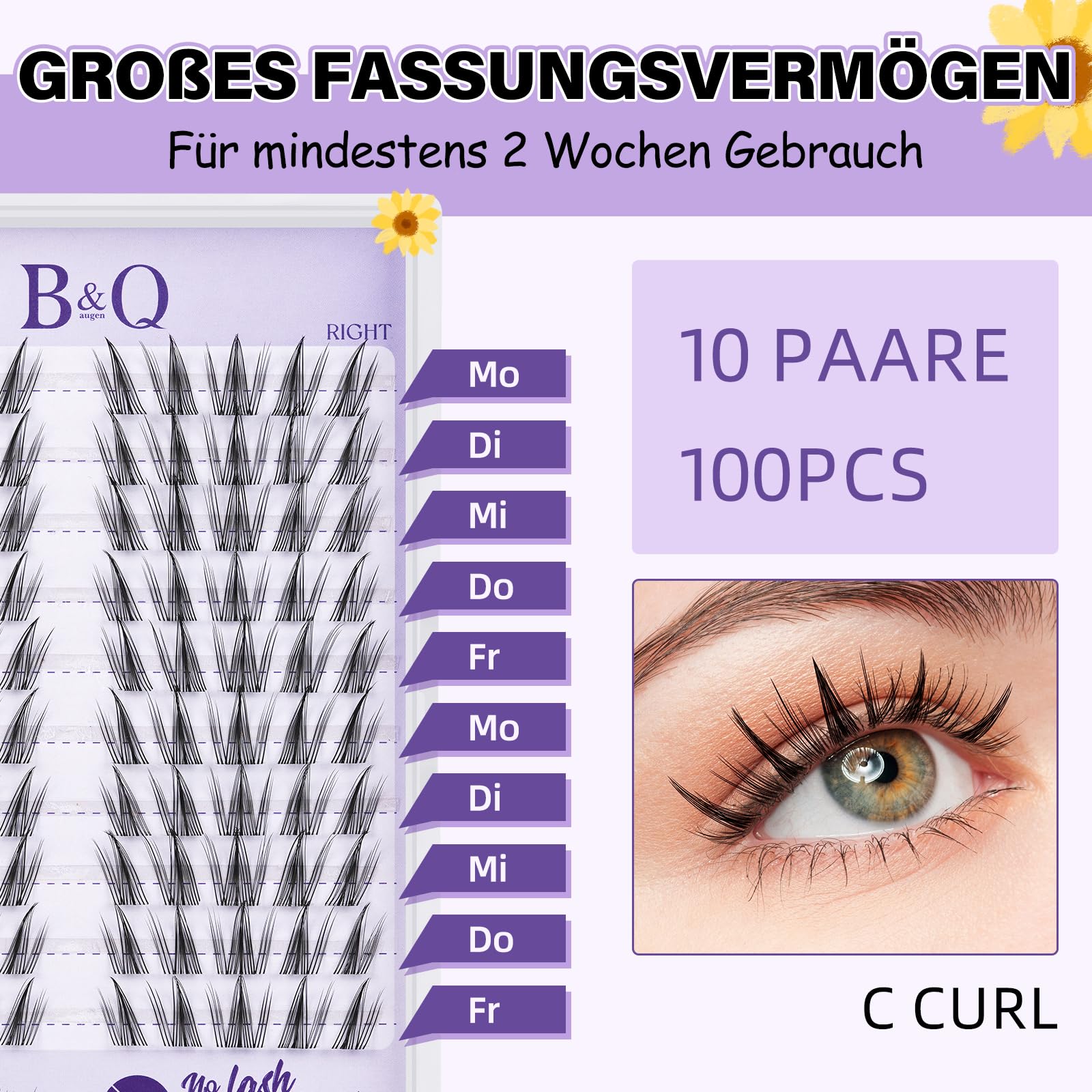 B&Q 10 Paar Natürliche Wimpern Sonnenblumenstil Mit Unsichtbare Band Keine Lash Map Erforderlich! Wimpernverlängerungsset Mit Wimpernkleber Und Pinzette Für Neueinsteiger (Sunflower - 10 Paare)