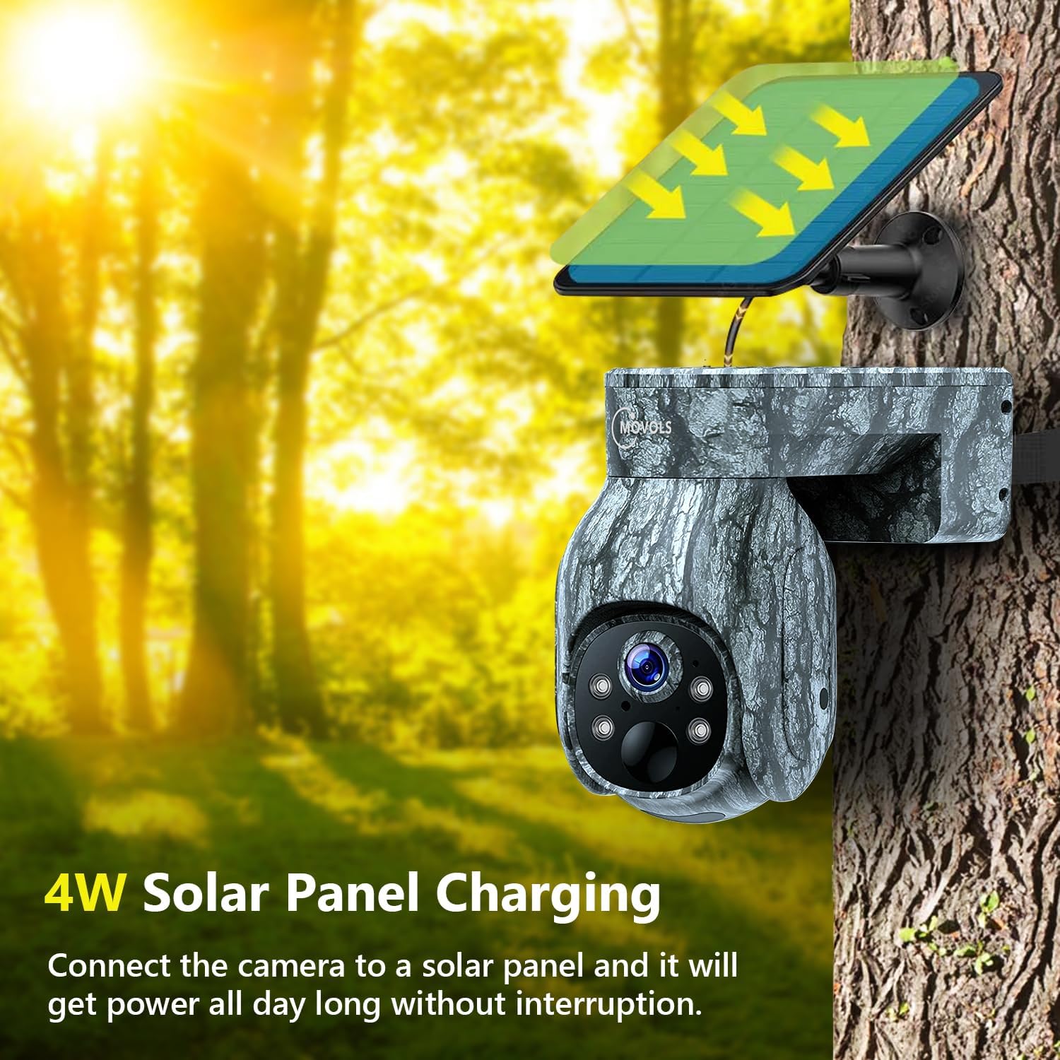 Trail Camera 4G LTE, 2K PTZ Cellular Game Camera Solar with 360° Full View,Live Video, Color Night Vision, Hunting Motion Activated IP66 Waterproof, No WiFi, Remote Phone Access