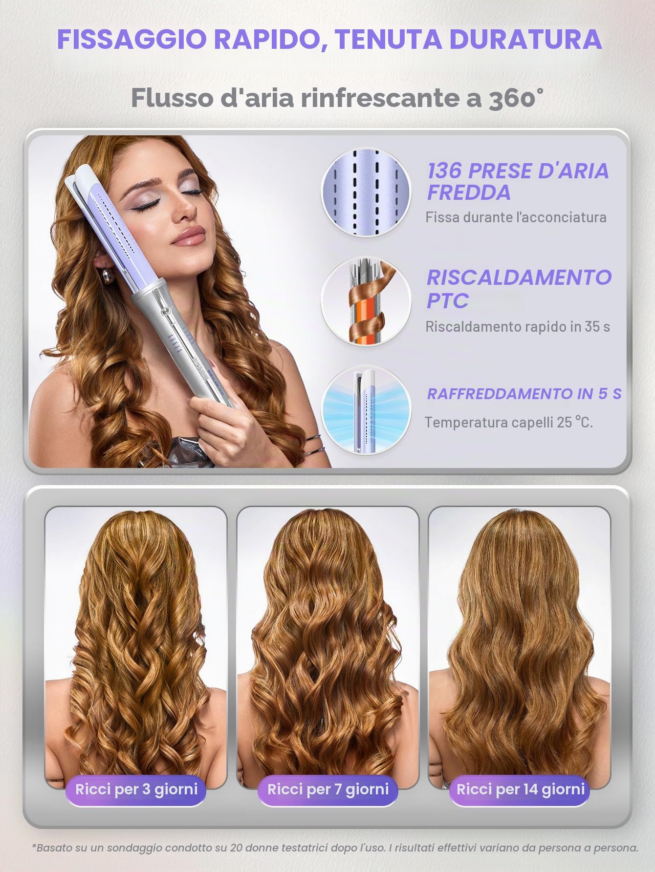 SHEGLAM 25mm Arricciacapelli Automatico One Touch con Aria Fredda – Ricci a Lunga Tenuta per Stili Bounce o Ondulati, Basso Rischio di Ustioni, Riscaldamento Rapido per Capelli Medi o Lunghi (25mm)