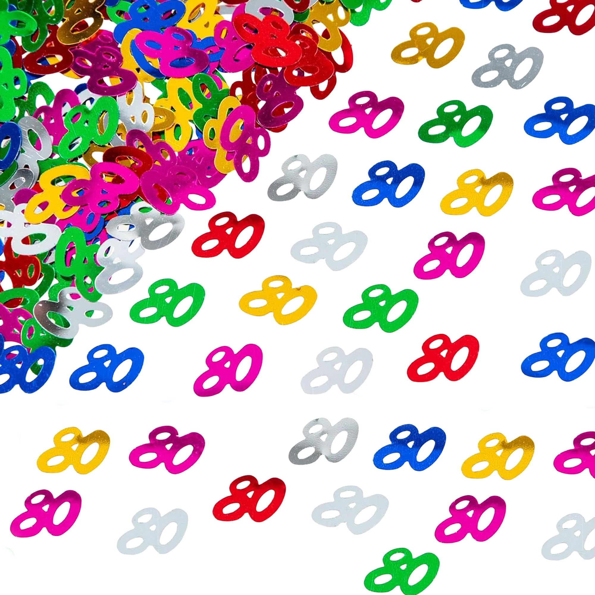 14g Multicolour 80th Birthday Confetti Foil Metallic Glitz Table Scatter Sprinkles Age Bday Party Decorations