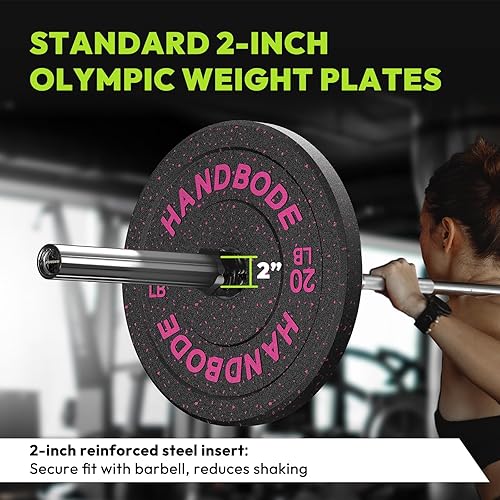 Miniatura 5 de Rubber Weight Plates, Olympic Bumper Plate Set 2-Inch, 45100  110160190260300 lb Barbell Weights for Home Gym, Colored Standard Strength Training