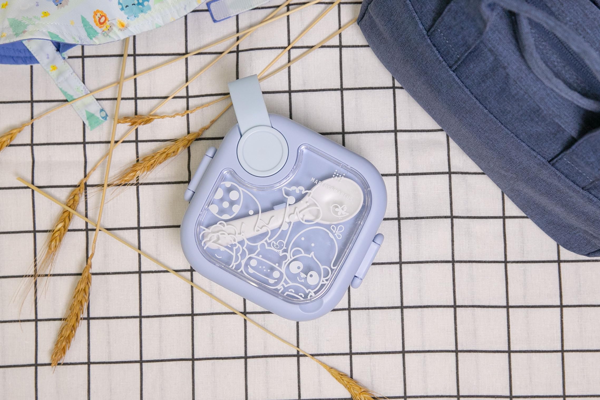 Marcus & Marcus Travel Feeding Set w/ spoon & scissors- Blue (Blue)