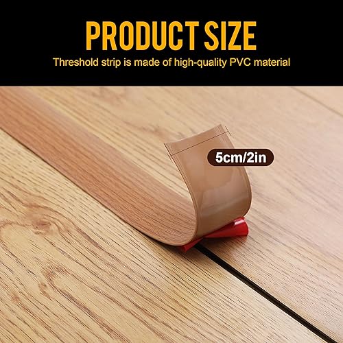 Miniatura 2 de Bnell Tira de transición para pisos, tira autoadhesiva de vinilo laminado de 2 pulgadas, tira divisora plana para el suelo para unir huecos del piso