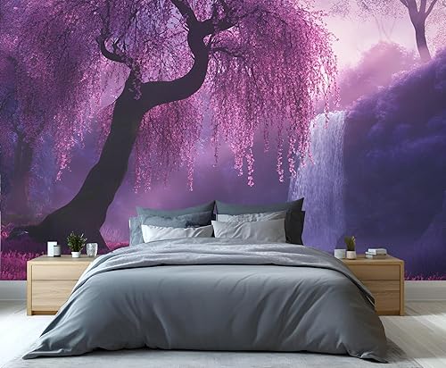 Miniatura 10 de Mural de pared 3D de pintura al óleo para jardín, mural de pared 3D de jardín de cabaña europea, mural de papel tapiz de bosque que explota de Fondo