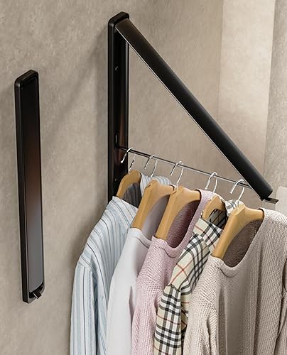 Perchero de secado de ropa, retráctil y plegable para montaje en la pared, para organización y almacenamiento de lavandería, percha de metal para