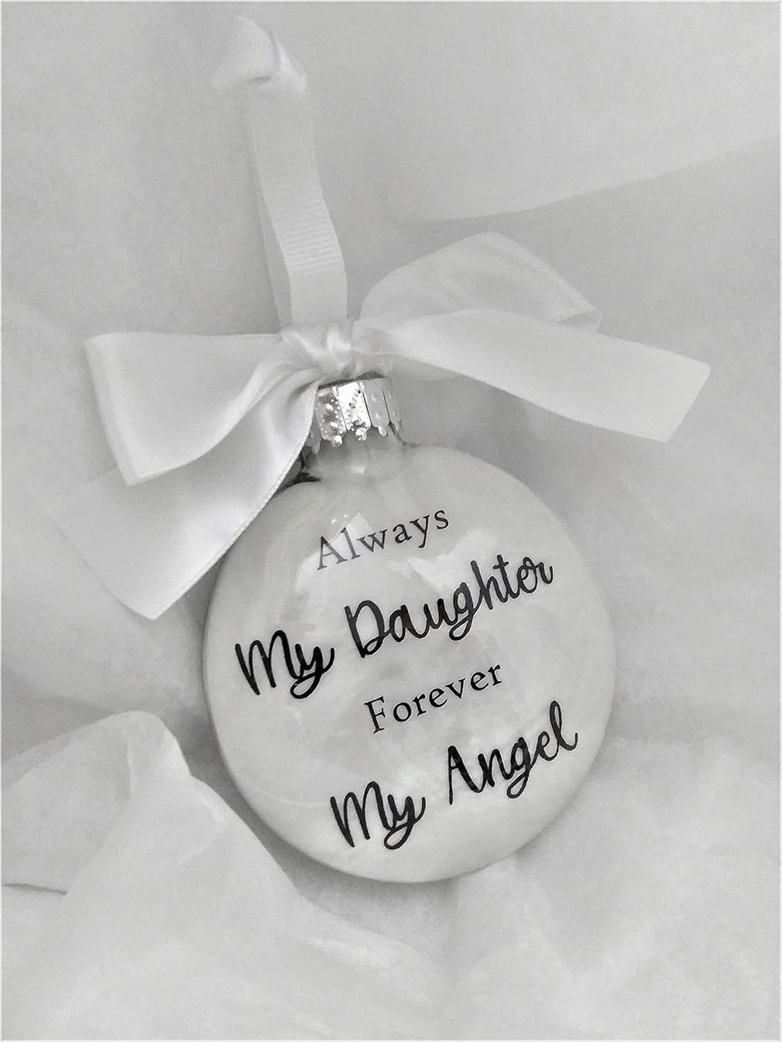 Always My Daughter Memorial Christmas Ornament Loss of Child Sympathy Gift with Wing Charm