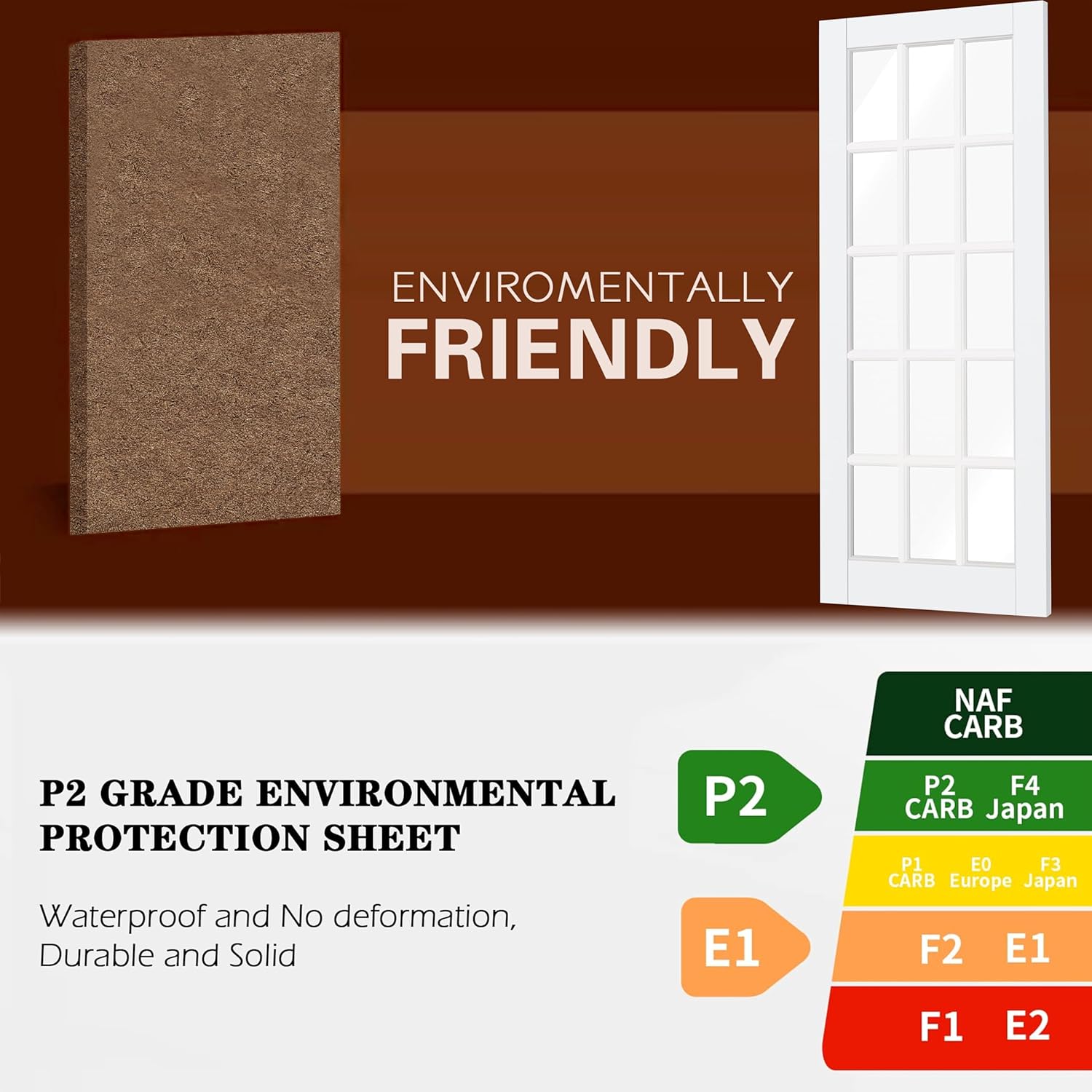 Prehung Door, 30" x 80", Left-Handed, 10-Pane Clear Glass, Prehung Interior Door, MDF with Door Jamb & Hardware Kit