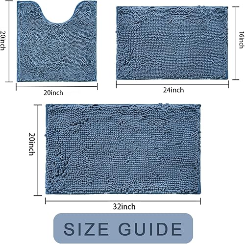 Miniatura 2 de Juego de alfombras de baño de 3 piezas, súper suaves y absorbentes, con alfombra de inodoro en forma de U, alfombra de baño de PVC fuerte en la