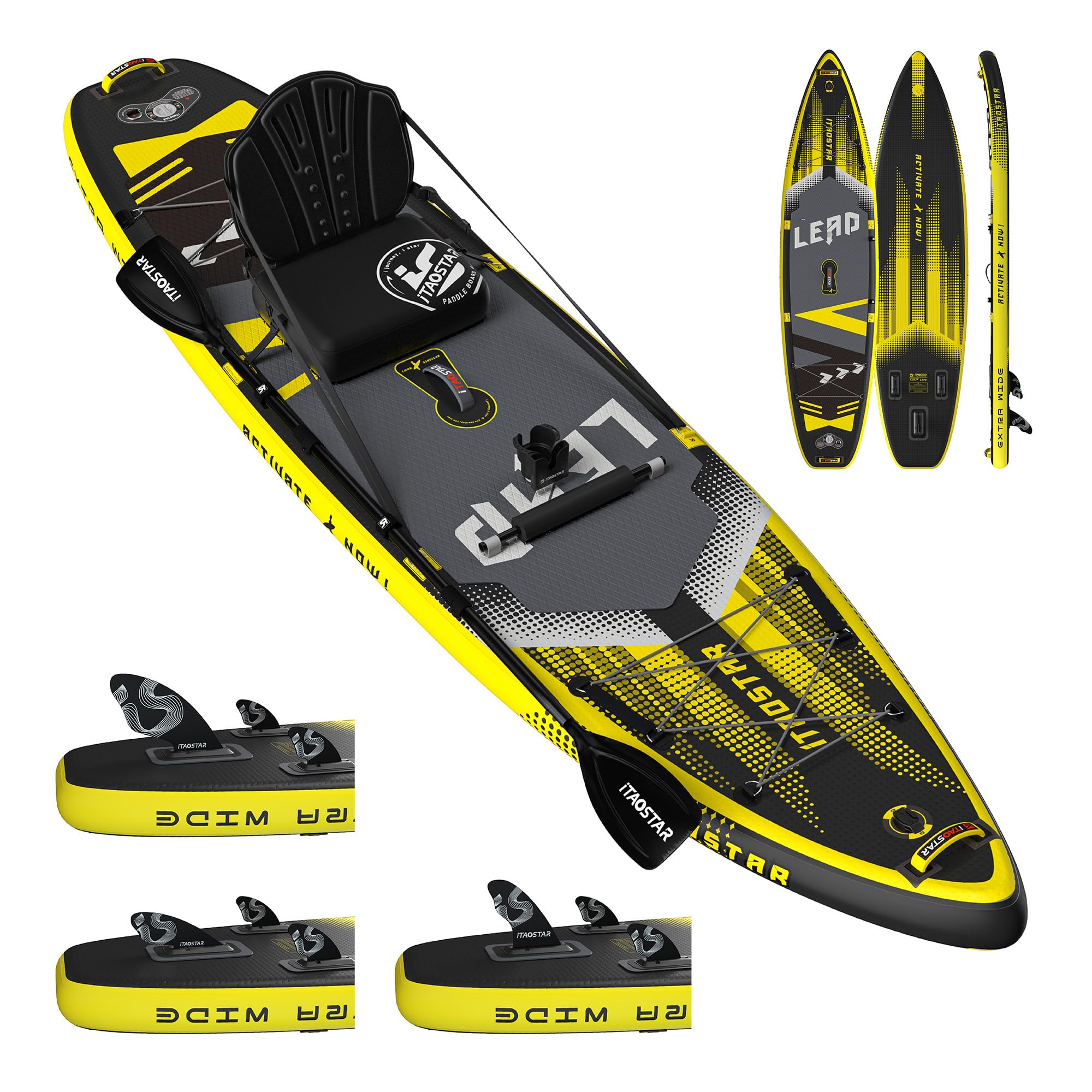 iTAOSTAR Lead 12' × 35"/11' × 33" Stand Up Paddle Board, Inflatable SUP Board with 5 Fins Stable Design for Youth, All Skill Levels, Lakes, Oceans