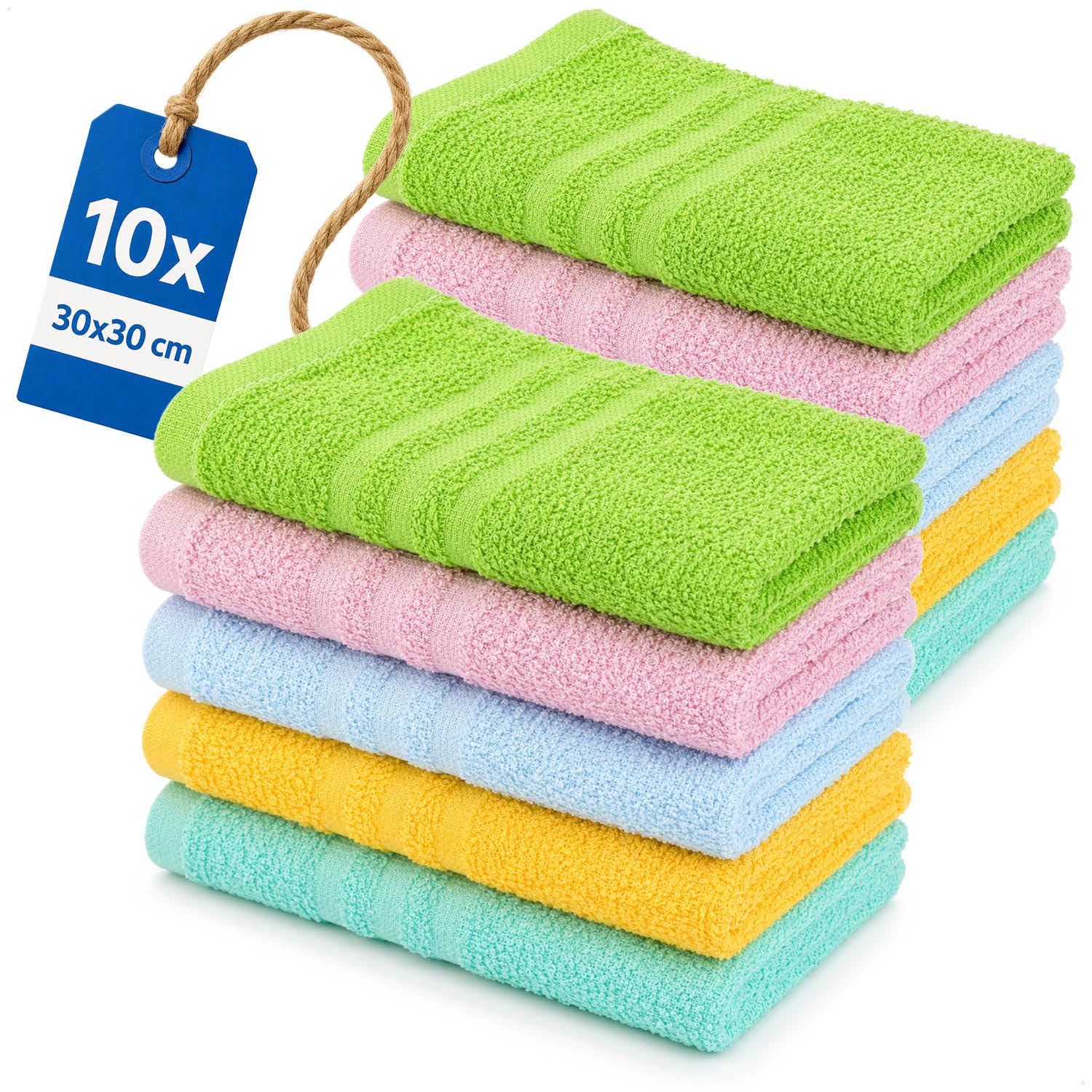 com-four® 30 x zestaw 10 myjek 30 cm, 100% bawelna, miekkie i chlonne