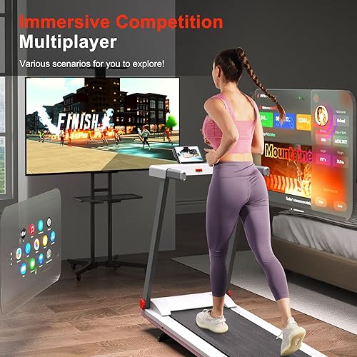 Miniatura 2 de DeerRun Almohadilla de caminadora con inclinación del 6%, potente y silenciosa almohadilla de caminadora de 3.0HP con barra de asa, capacidad de 300