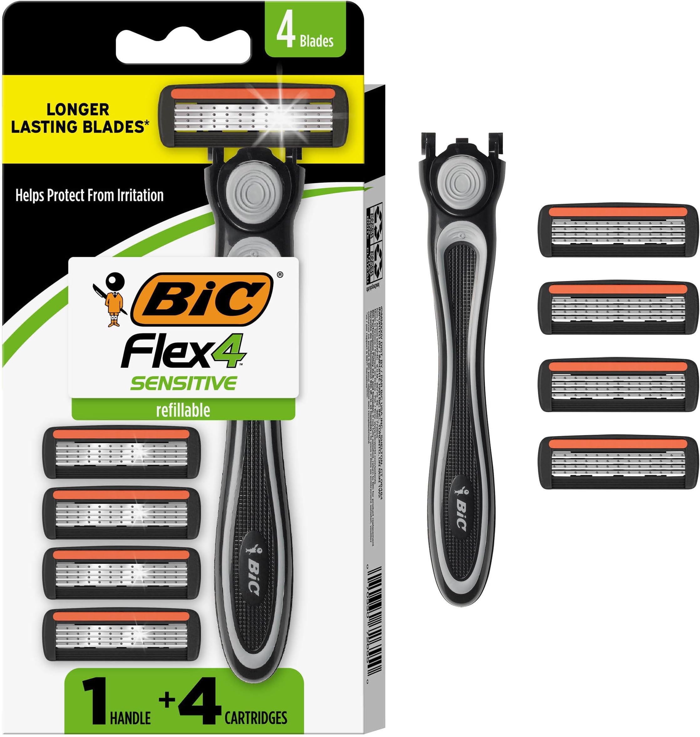 BIC Hybrid 4 Flex Disposable/System Razor, Men, 4-Count