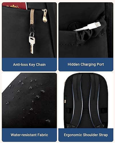 Miniatura 5 de Mochila para laptop, LIGHT FIGHT - Mochila de viaje de 15.6 pulgadas para mujeres y hombres, bolsas de libros escolares universitarios con agujero