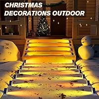 Vista 2 de VOLISUN Paquete de 12 luces solares para escaleras, 7 colores fijos, luces solares para escalones al aire libre, impermeables, IP67, luz LED