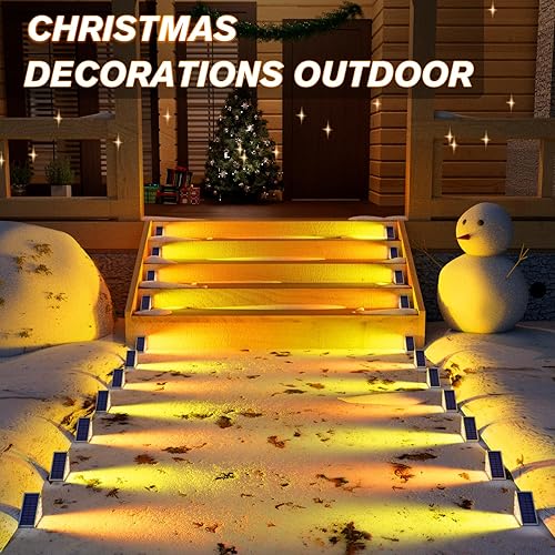 Miniatura 2 de VOLISUN Paquete de 12 luces solares para escaleras, 7 colores fijos, luces solares para escalones al aire libre, impermeables, IP67, luz LED para