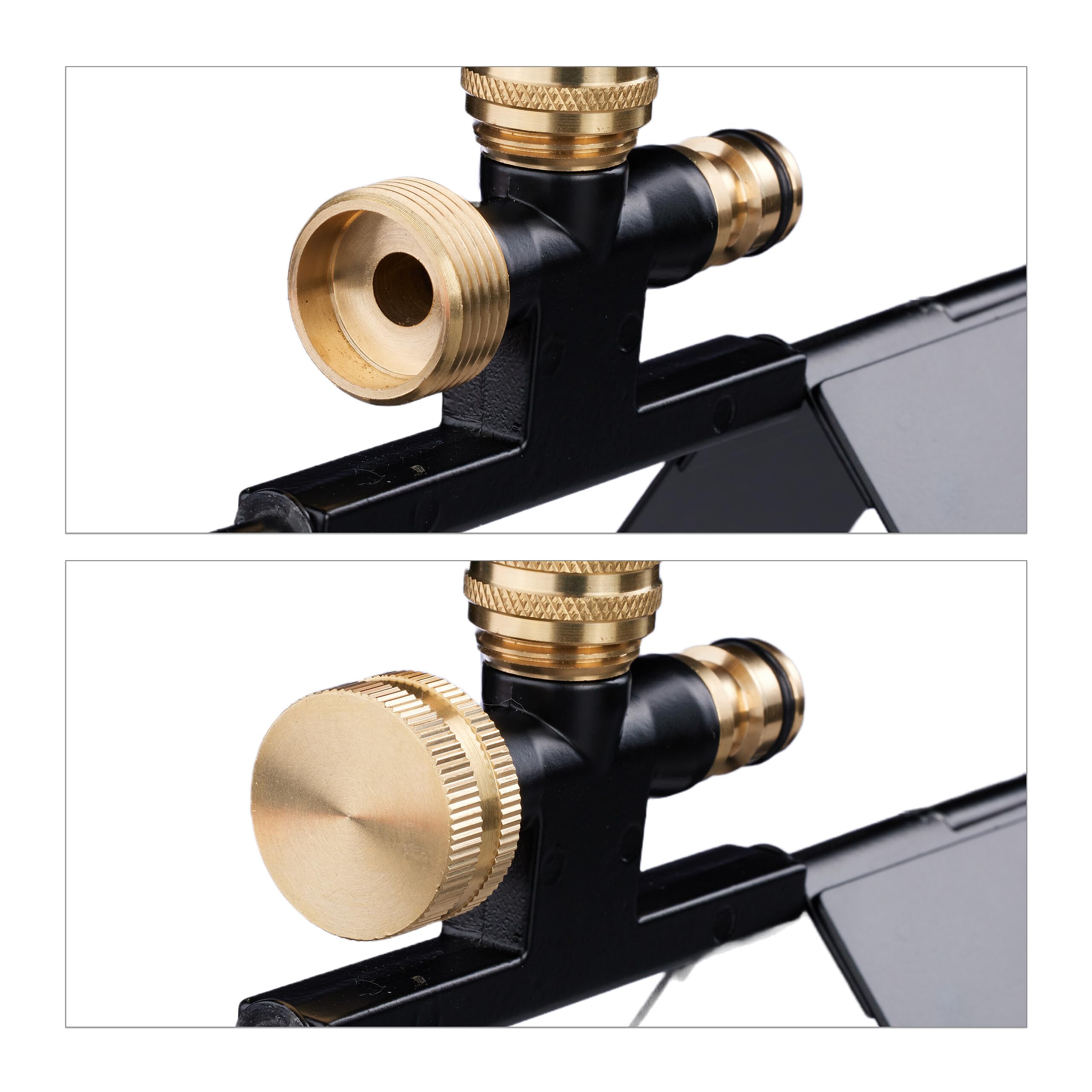 Relaxdays Arroseur de Jardin ou Toit, raccord pour Tuyau d’Eau 1/2", irriguer Surfaces Rondes Jusqu’à 78 m², Noir/doré