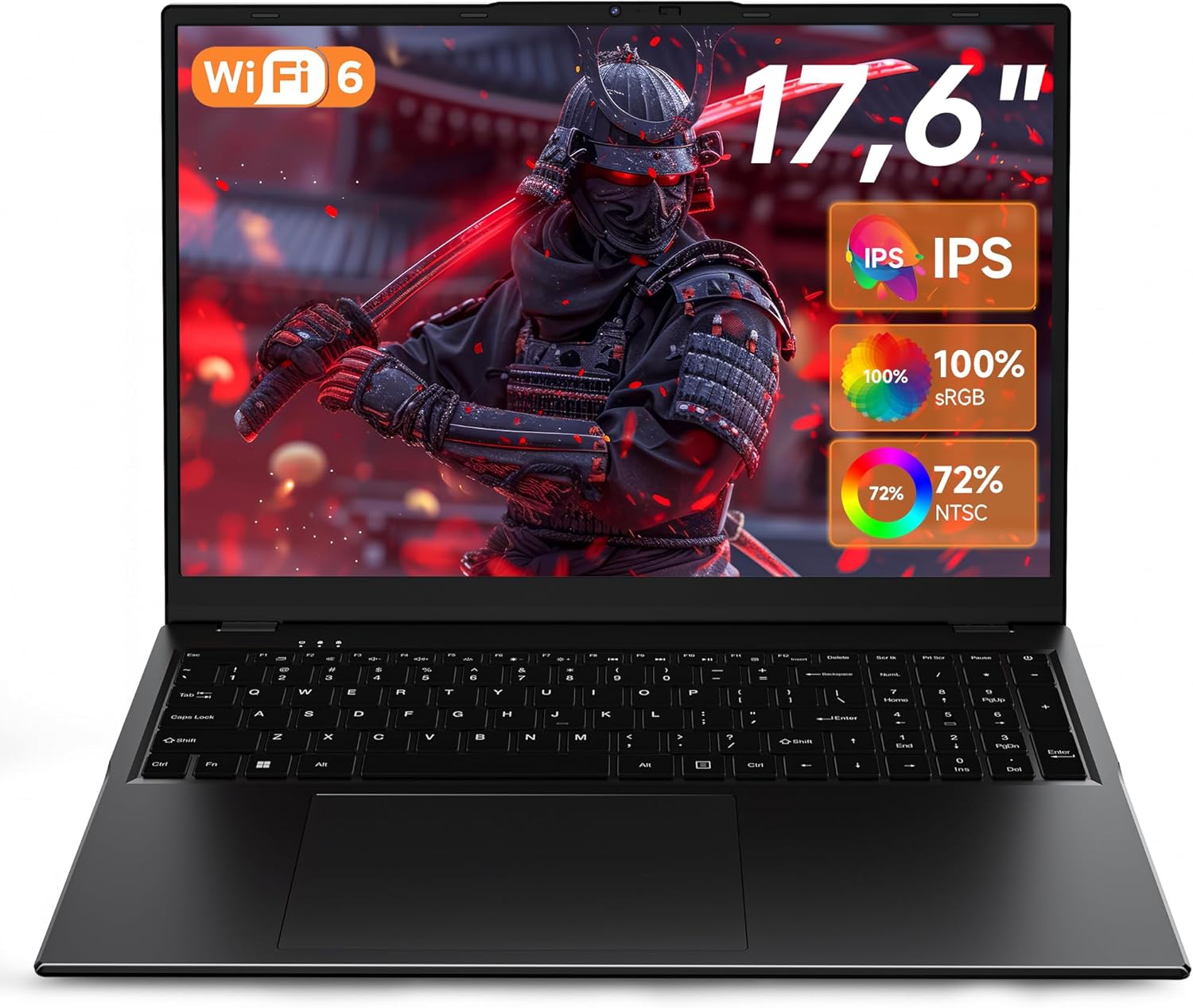 jumper Laptop 17.6 inch, N95 CPU, 16GB RAM 512GB SSD + 128GB eMMC, 100% sRGB FHD Display, QWERTY Luminous Keyboard, with German Keyboard Film, 7000mAh, WiFi-6, Notebook for Students – jumper product photo