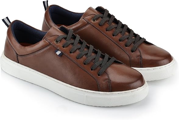 Silver Street London Men's Holden Leather Trainer Shoe with Soft and Extra Grip Sole