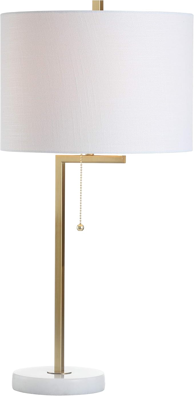 JONATHAN Y JONATHAN Y JYL1043A Alyssa 24.5" Metal/Marble LED Table Lamp Contemporary Bedside Desk Nightstand Lamp for Bedroom Living Room Office College Bookcase LED Bulb Included, Brass Gold/White