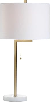 JONATHAN Y Alyssa Table Lamp 24.5" Metal Marble, Brass Gold/White