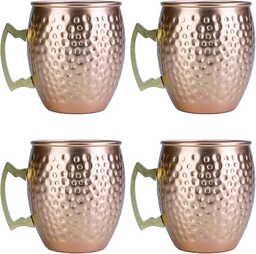 Arora Vaso de cobre de metal Moscow Mule taza de aluminio de 22 onzas juego de 4