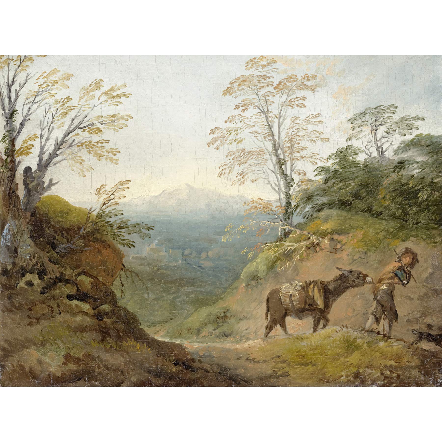 Artery8 Gainsborough Wooded Landscape With Boy Leading Donkey Painting Premium Wall Art Canvas Print 18X24 Inch