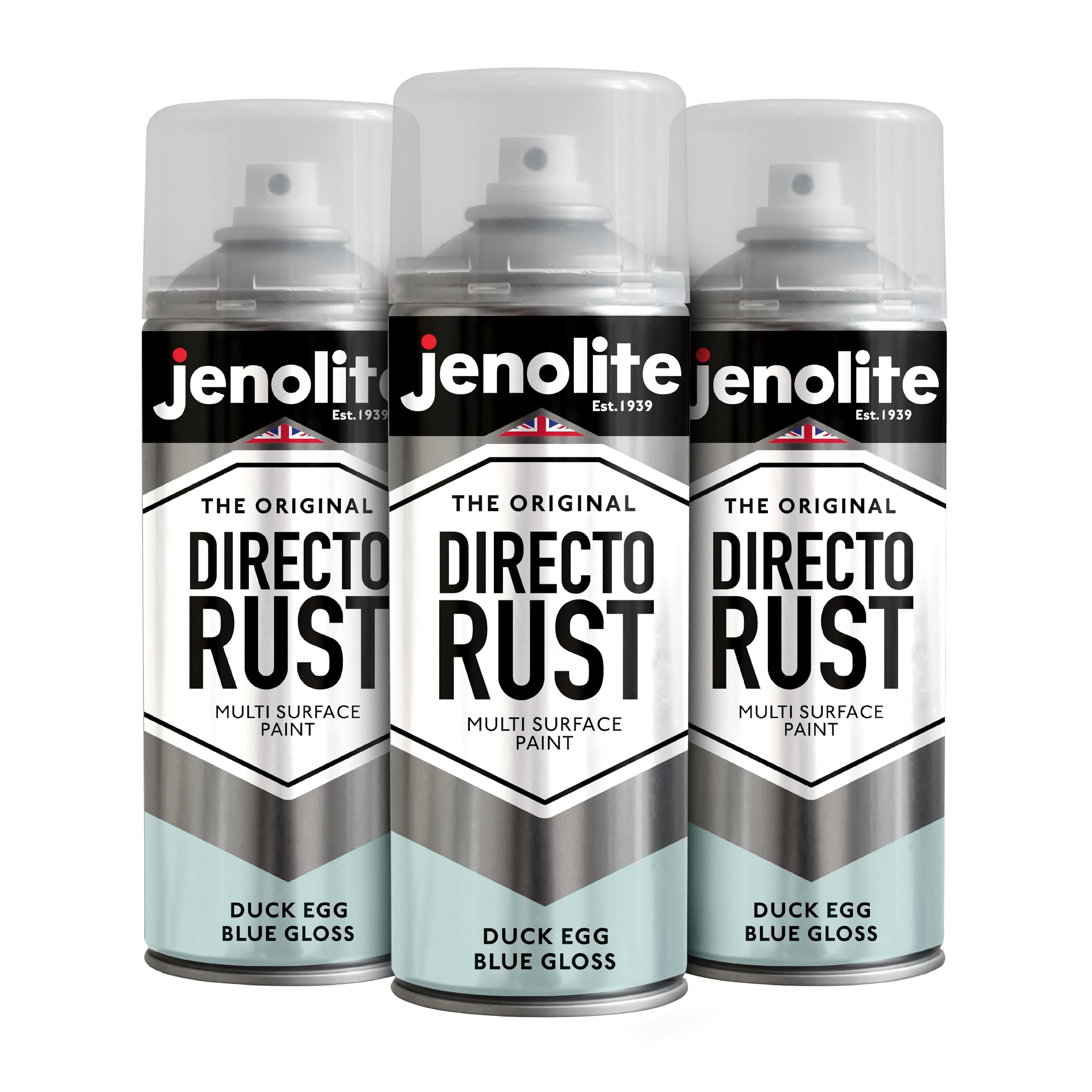 Jenolite Duck Egg Blue Directorust Gloss Spray | | 3 X 400Ml | Direct To Rust | Multi Surface Gloss For Wood, Metal, Plastic, Ceramic| Bs 16C33
