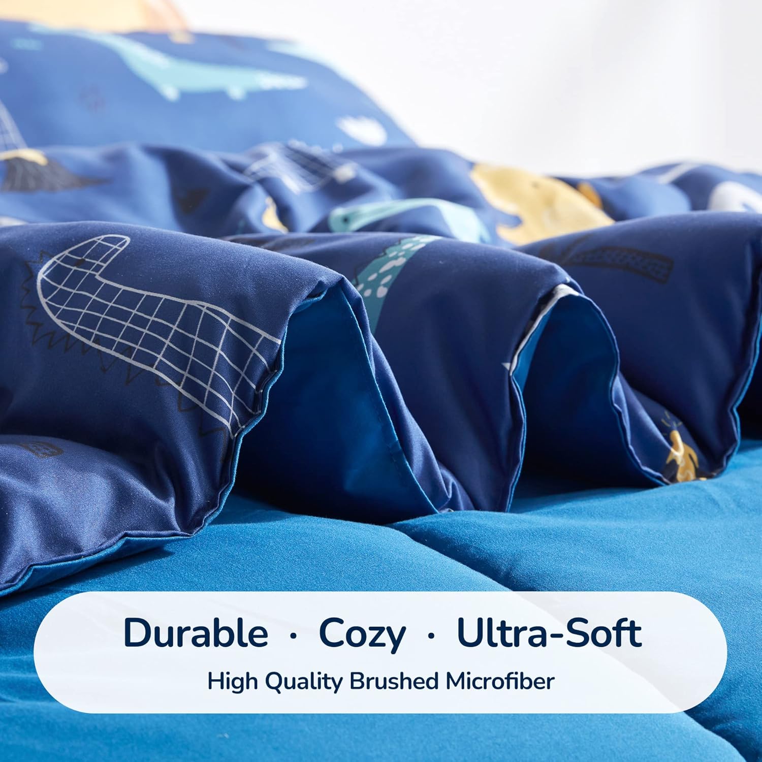 SLEEP ZONE Kids Bedding Full/Queen Comforter Set - Cute Printed for Boys, Girls, Teens, Super Soft, Fade Resistant, Dino Family, Full/Queen
