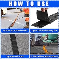 Vista 4 de Fabbay 2 rollos de cinta de relleno de grietas de asfalto para reparación de entradas y sellador de grietas para asfalto, estacionamiento, techo