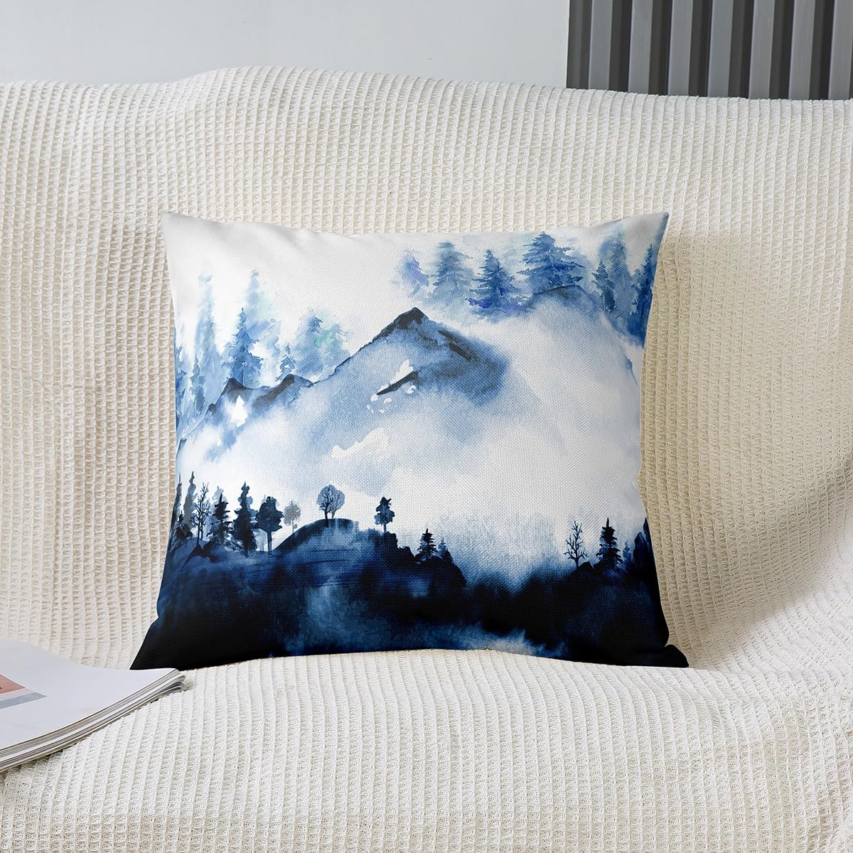Jejeloiu Federa Per Cuscino 61x61 Cm – Paesaggio Smoky Mountain Alba – Cuscino Decorativo 3D Per Divano
