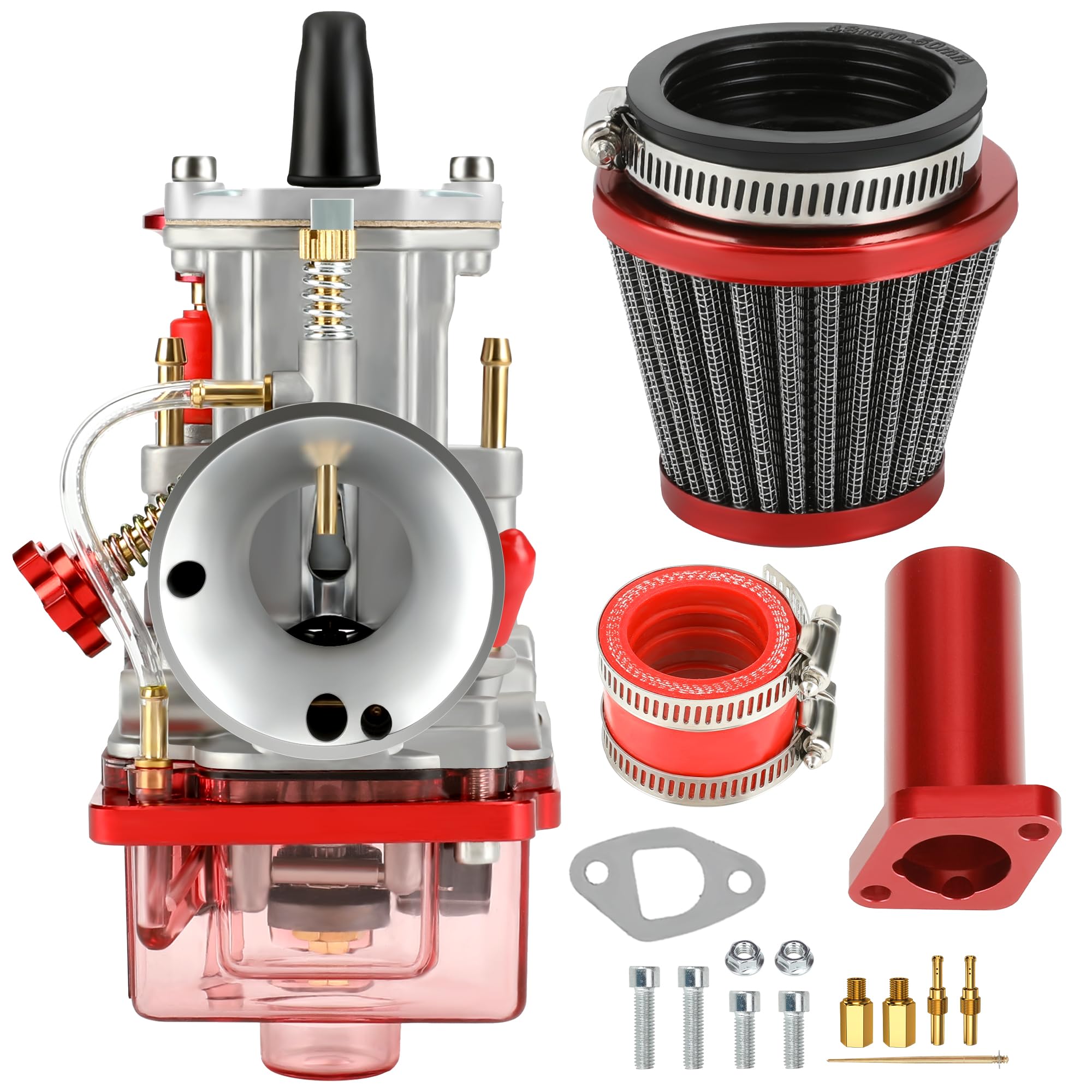 YOXUFA PWK 24mm Racing Carburetor Intake Manifold Air Filter Kit for Predator 212cc 196cc 200cc 6.5hp Engine Coleman CT200U BT200X KT196 Baja Warrior Mb200 Gx160 Mini Bike Go Kart Performance Parts