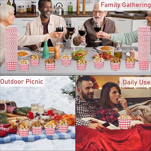 Miniatura 6 de gisgfim 50 tazas de helado, cuencos de aperitivos de guinga, 9 onzas de cuadros rojos a cuadros para picnic, barbacoa, camping, helado, desechables,