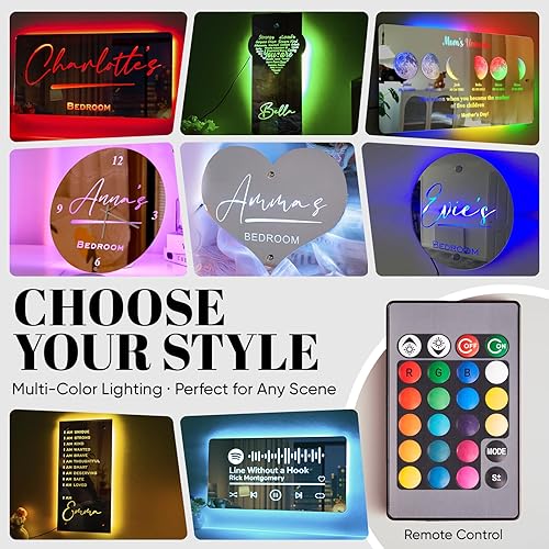 Miniatura 5 de Espejo con nombre personalizado, espejo iluminado, espejo con luz LED, decoración de pared, decoración de dormitorio, sala de estar, luz nocturna