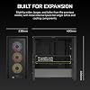 CORSAIR Frame 4000D RS ARGB Modular Mid-Tower ATX PC Case – High Air Flow, 3X Pre-Installed RS ARGB Fans, InfiniRail™ Fan Mounting System, ASUS BTF, MSI Project Zero, Gigabyte Project