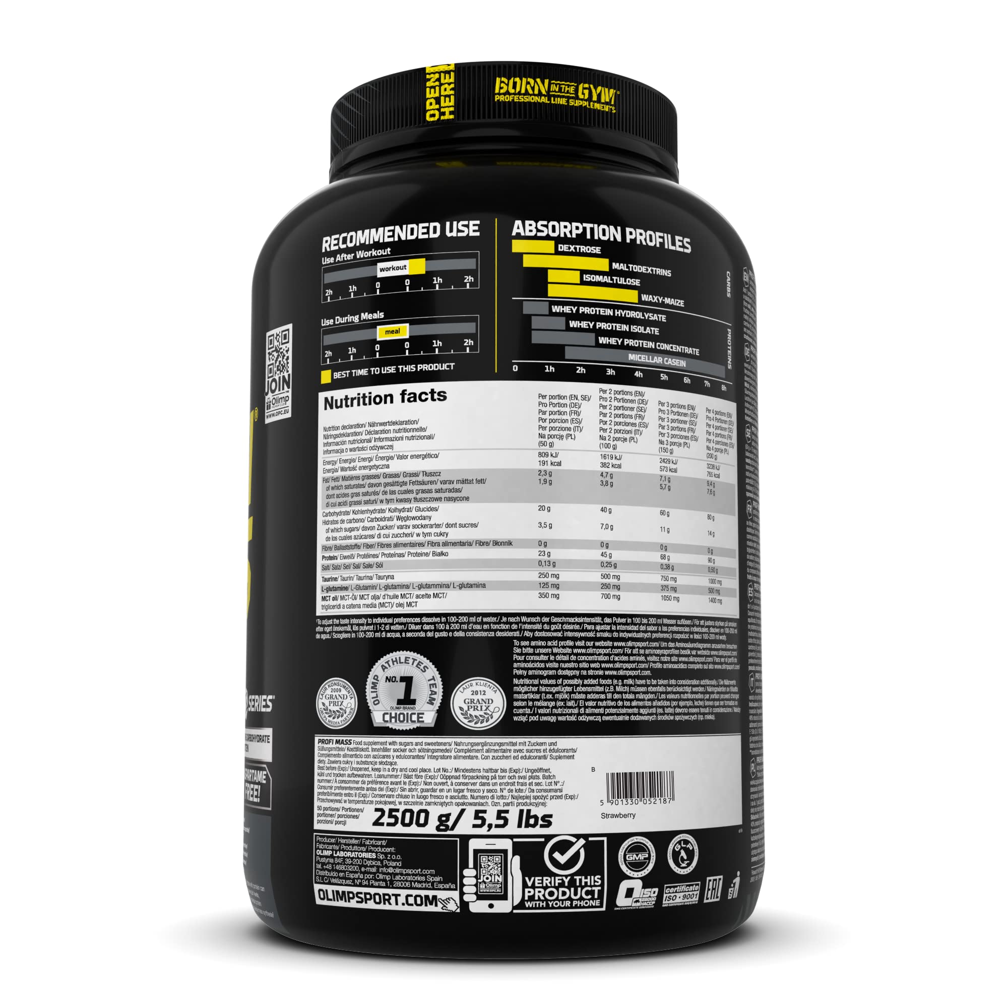 Olimp Sport Nutrition Ganador de Peso, Sabor Fresa - 2500 gr