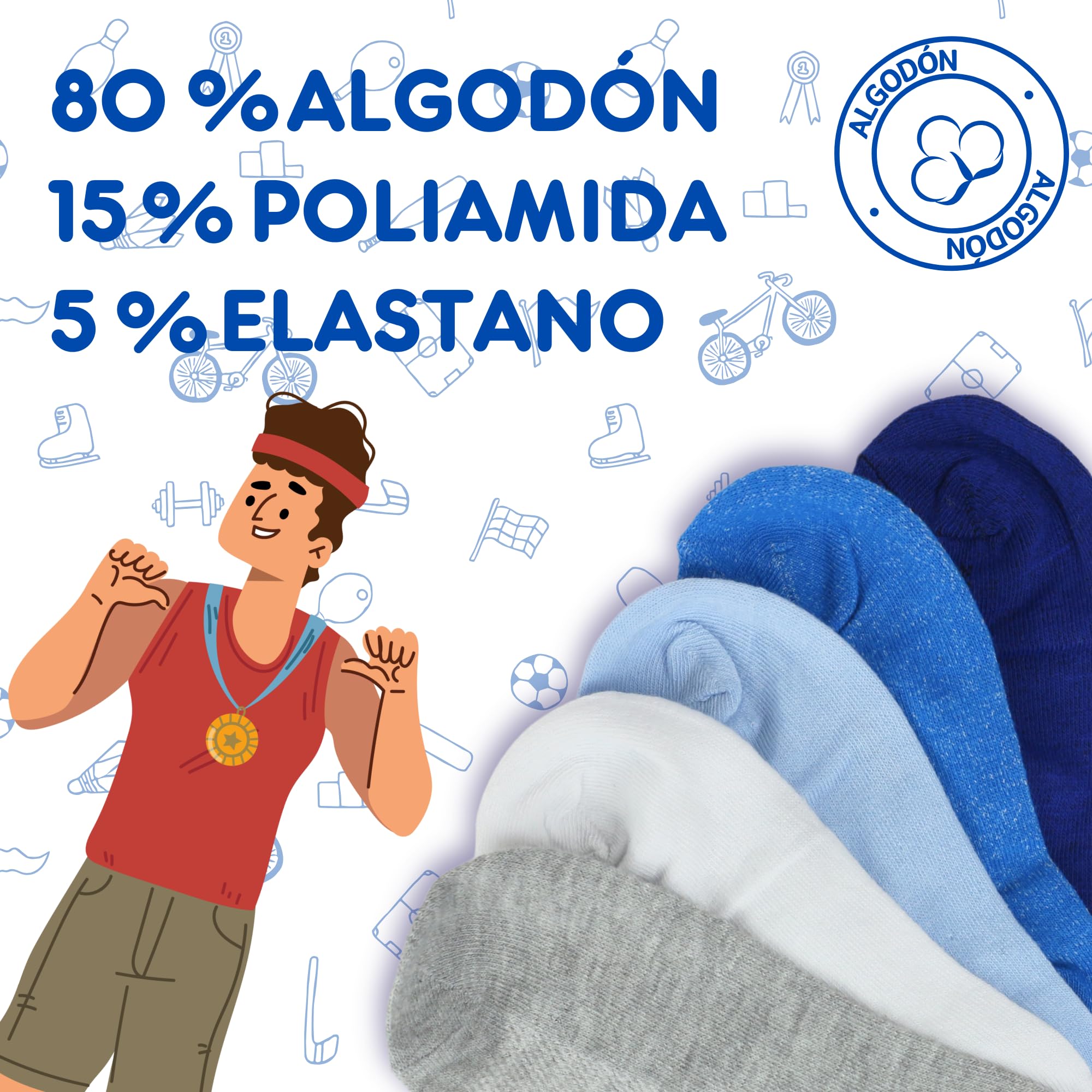 Calcetines cortos Niños Unisex 12 Pares Tejido de corte bajo y fino