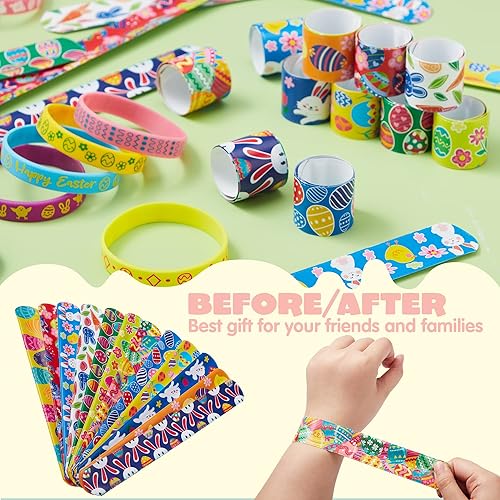 Miniatura 5 de JOYIN Juego de 60 pulseras de silicona de Pascua para rellenar huevos de cesta, recuerdos de fiesta, rellenos de bolsas de golosinas, golosinas