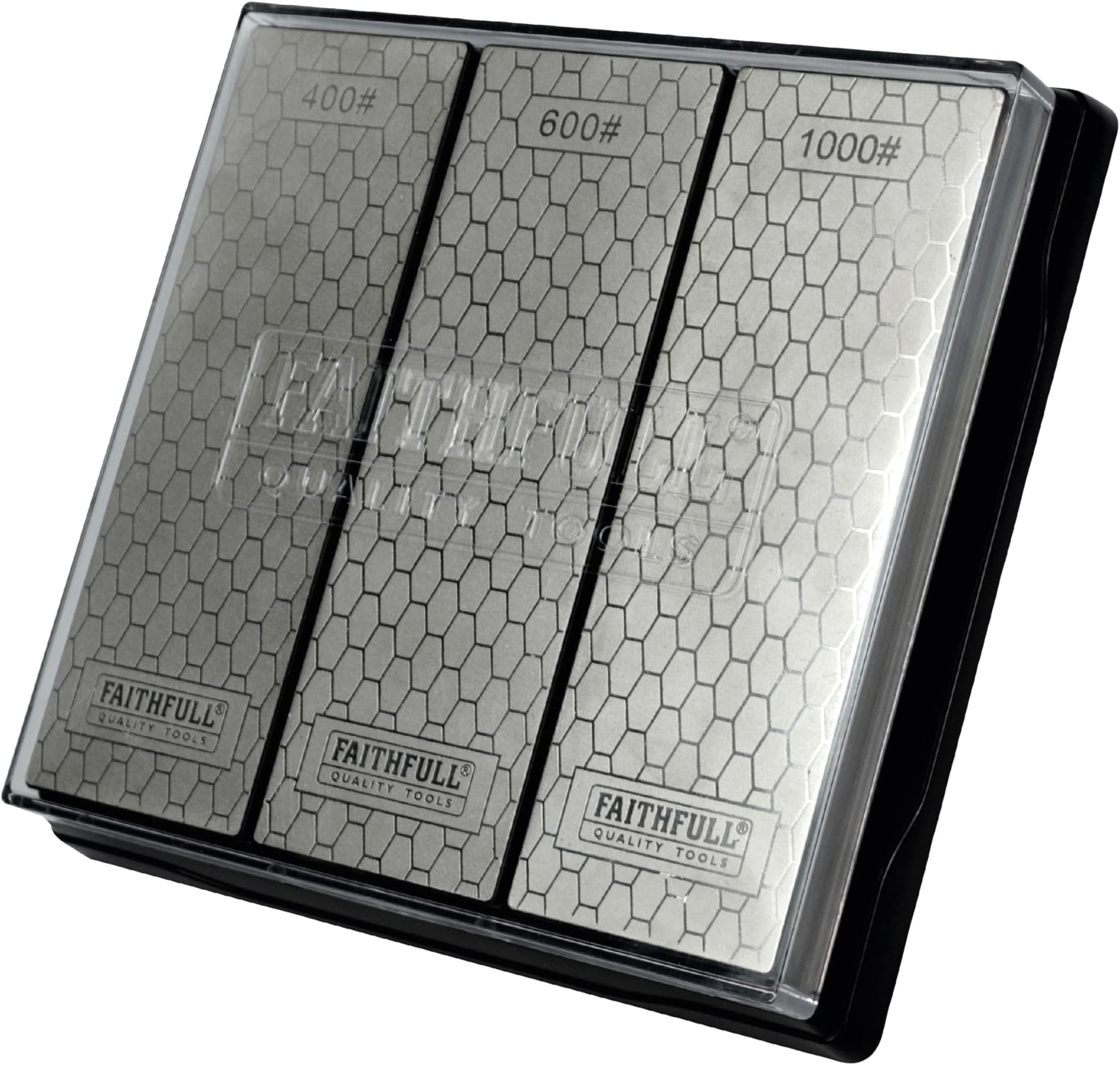 Diamond Whetstone Sharpening Kit. 3 Stones: 400G Coarse, 600G Medium And 1000G Fine Includes Non Slip Base Unit