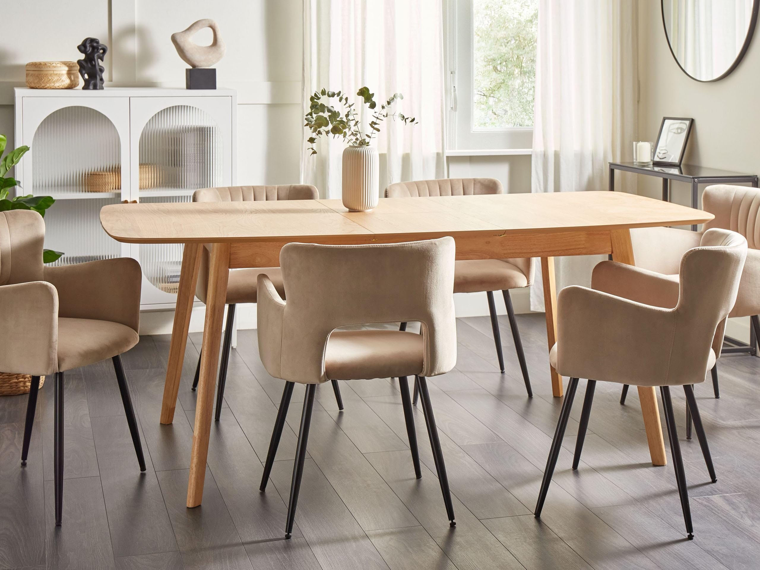 Esstisch helle Eiche 150 x 90 cm ausziehbar 190 x 90 cm Skandi Madox