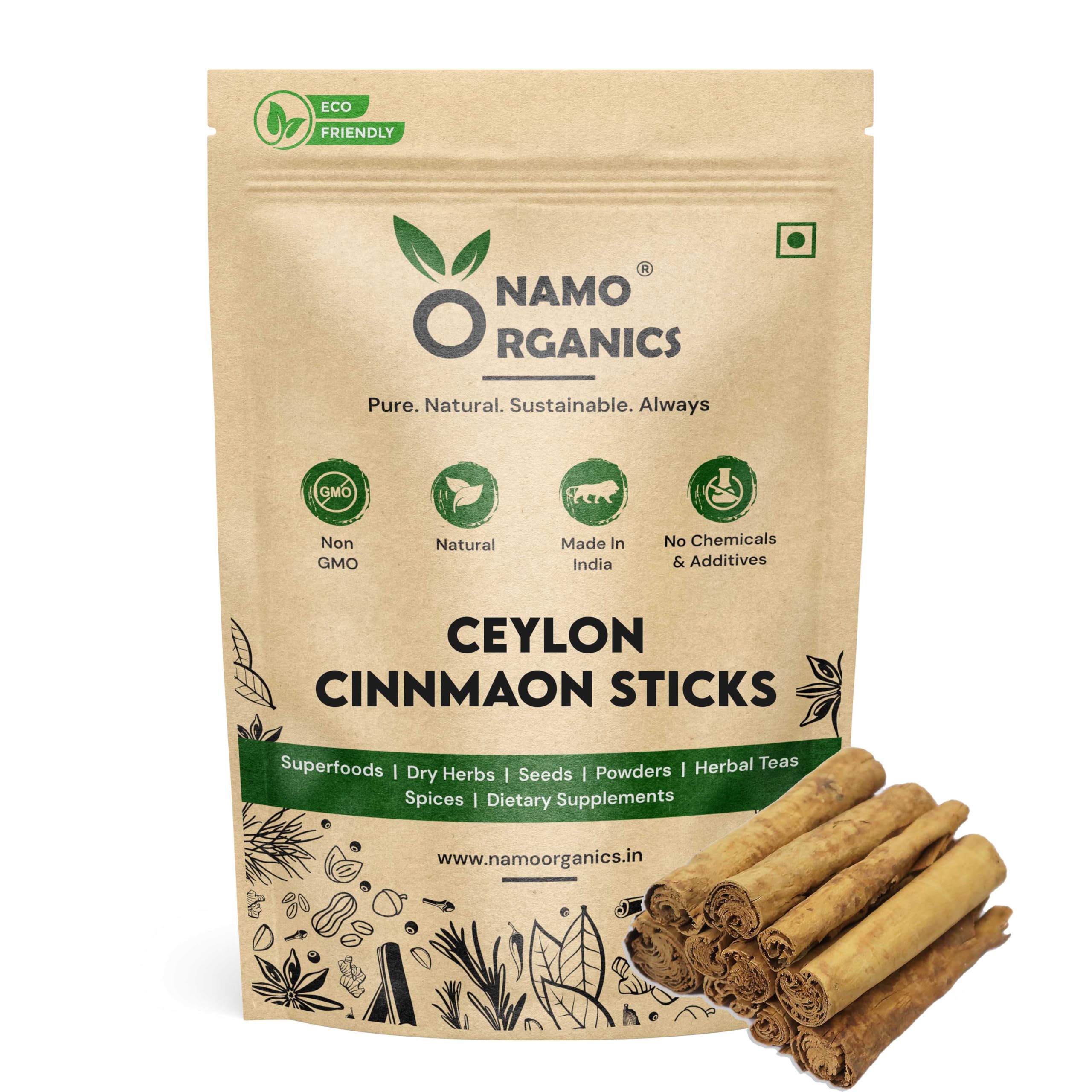 Namo Organics - Ceylon Cinnamon Sticks 100Gm | Srilankan Dalchini Sticks | Worlds Finest Ceylon Cinnamon Quills.