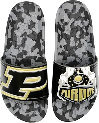 Vista 3 de Hype Unisex Purdue University Boilermakers Slydr Slide Sandals - BlackOld Gold