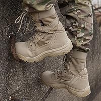Vista 6 de FREE SOLDIER Botas tácticas para hombre de 8 pulgadas, ligeras, botas de combate duraderas, botas de trabajo militares de gamuza duradera, botas