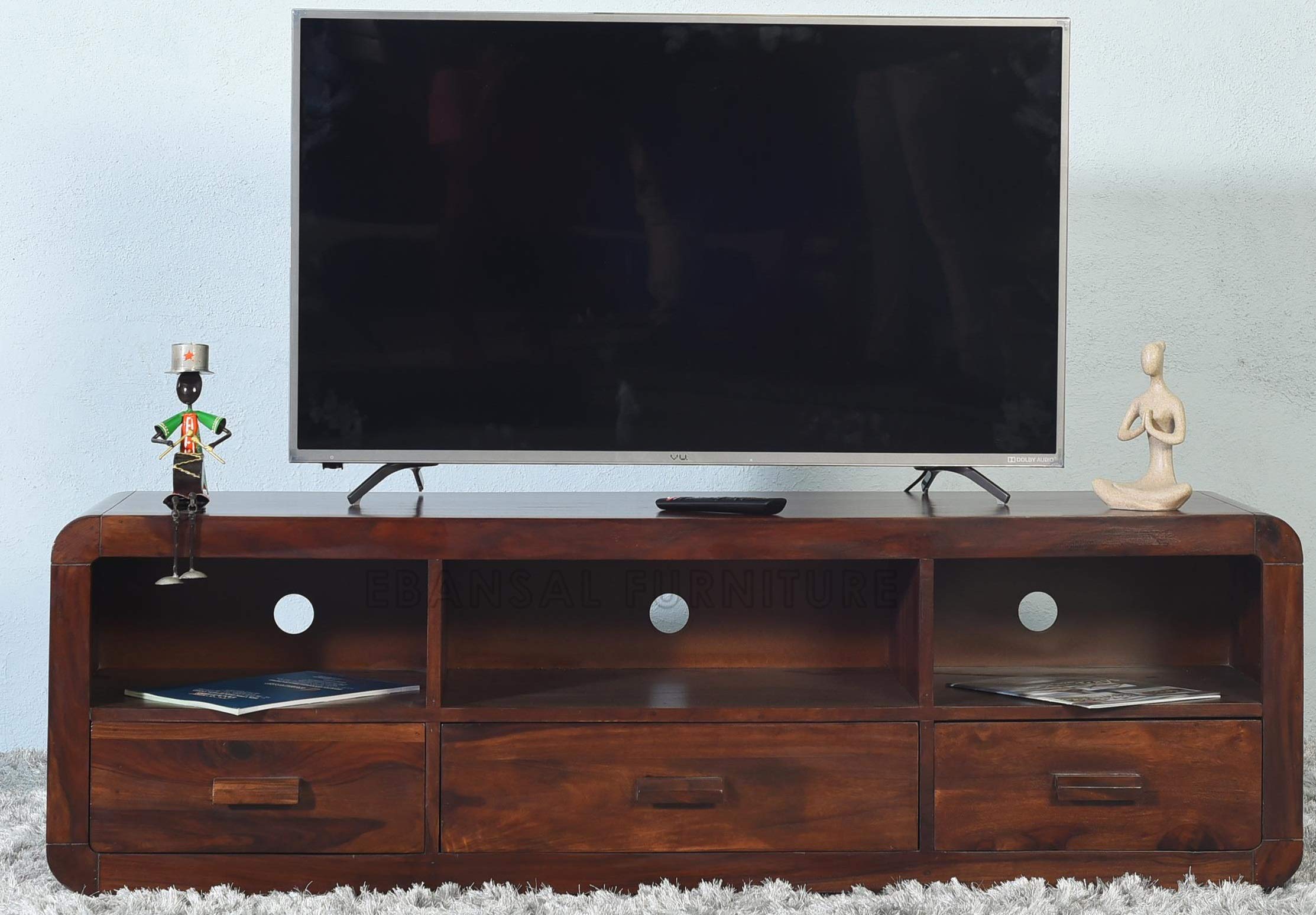 Buy Ebansal Solid Sheesham Wood Entertainment Tv Unit with 3 Drawer & 3