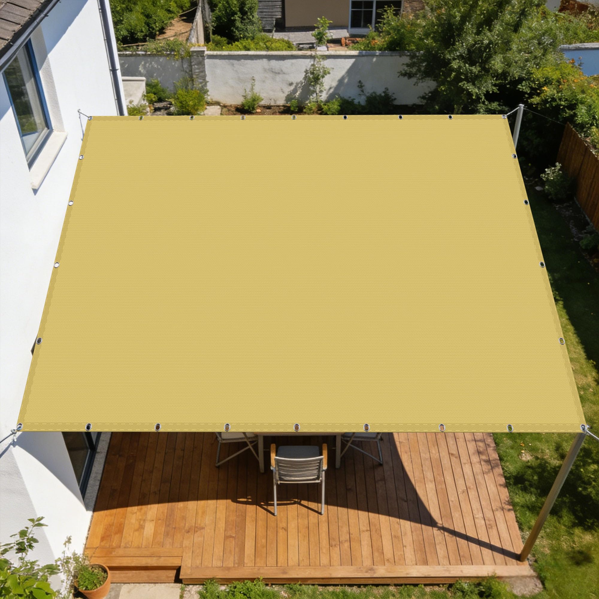 Voile d'ombrage rectangulaire 2x5,5m imperméable jaune sable pour jardin