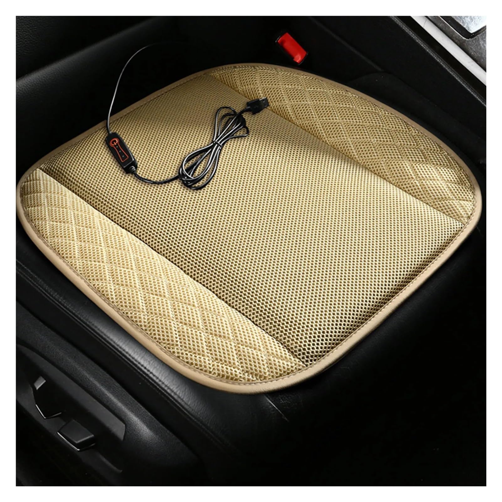 Hviyroi car seat cushion 12V Cooling Car Seat Cushion Cover USB port-powered Fan(Beige)