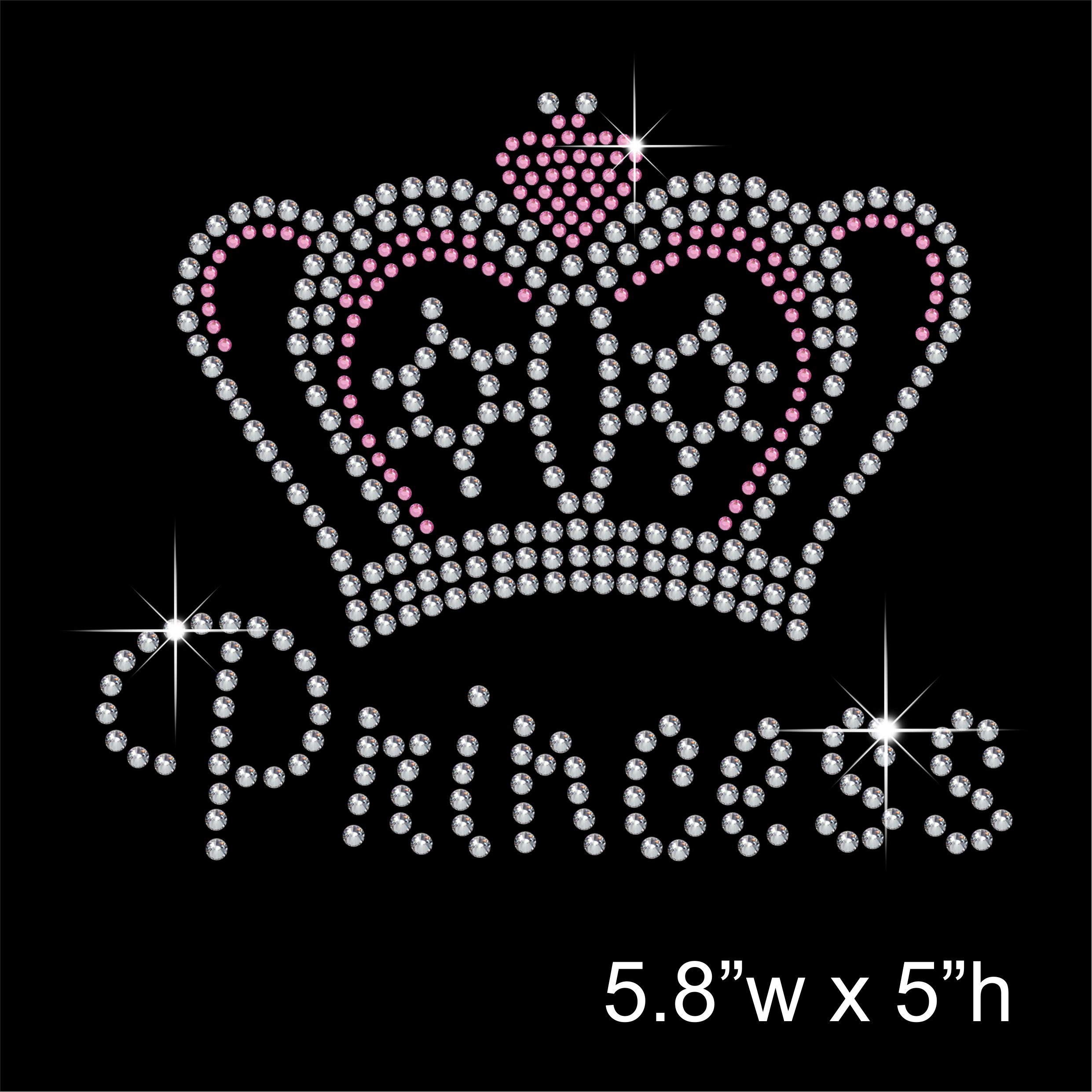 TShirt Showroom Crown and princess Hotfix Rhinestone Diamante Iron on Transfer Motif Applique