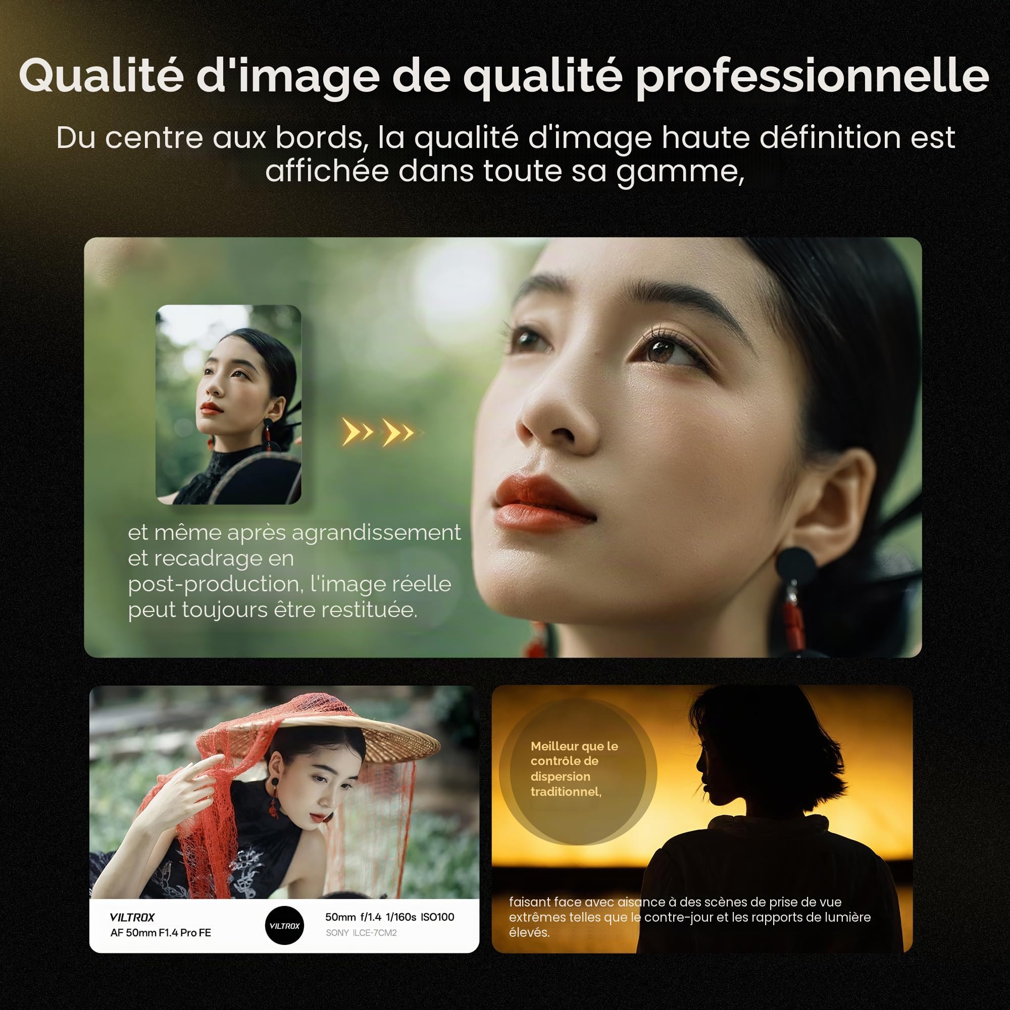 VILTROX Objectif AF 50 mm F1.4 Pro pour Sony FE Full Frame Auto Focus Prime Lens